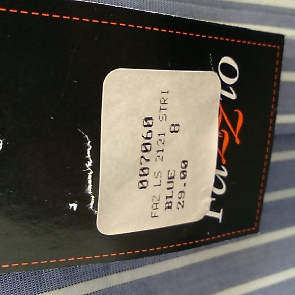 NWT Fazzio boys blue and white striped button down shirt size 8 - Picture 4 of 6